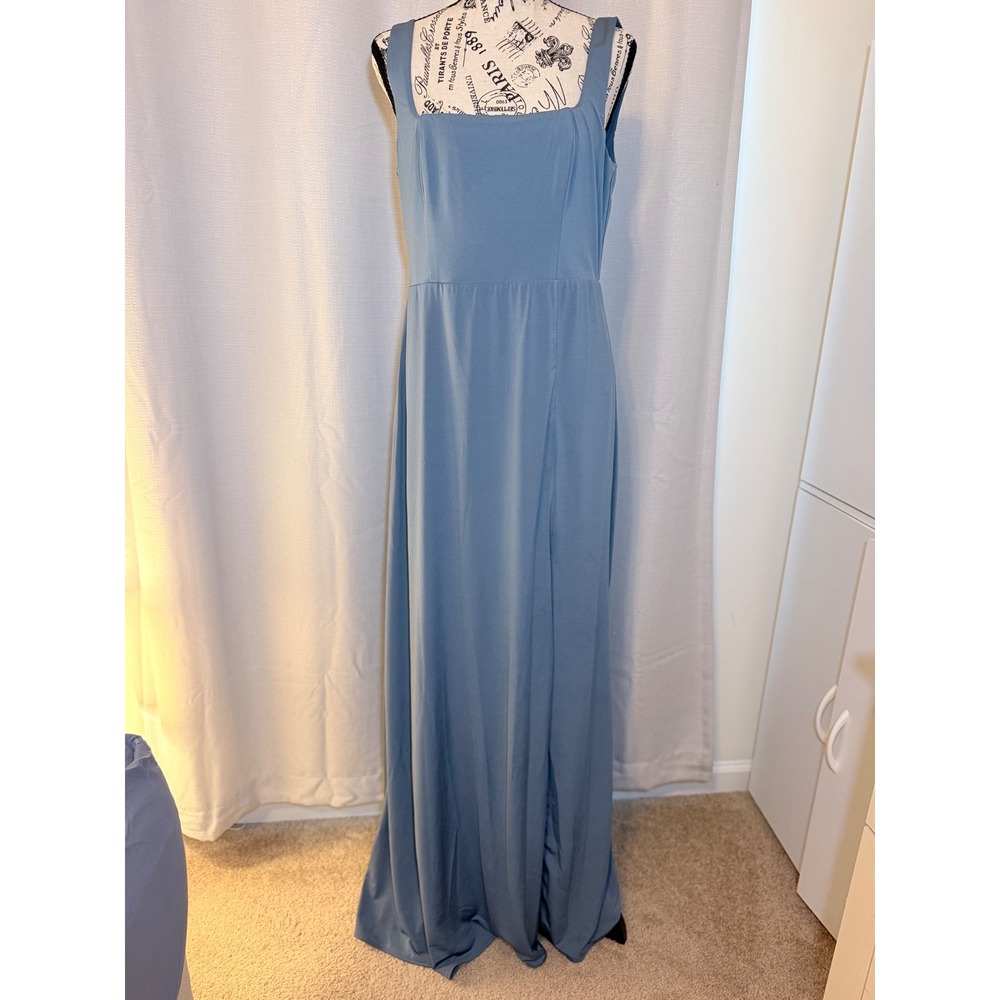 Birdy Grey Dusty Blue Square Neck Bridesmaid Maxi Dress Medium